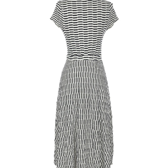 Anthropologie Black and White Wrap Midi Dress with Flutter Sleeves - Picture 3 of 8